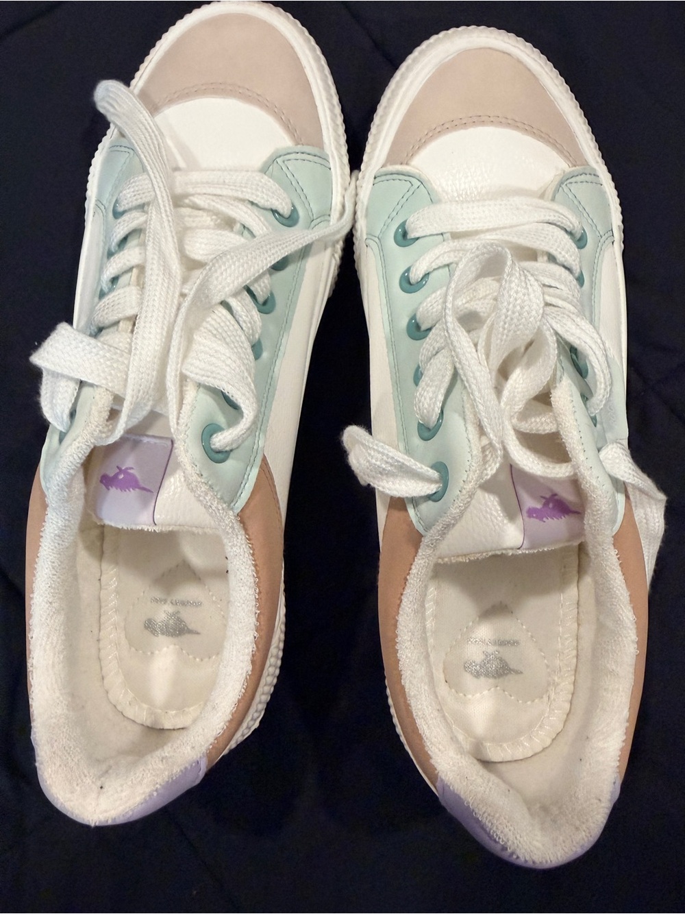 Rocket Dog White Mint and Tan Low-Top Sneakers